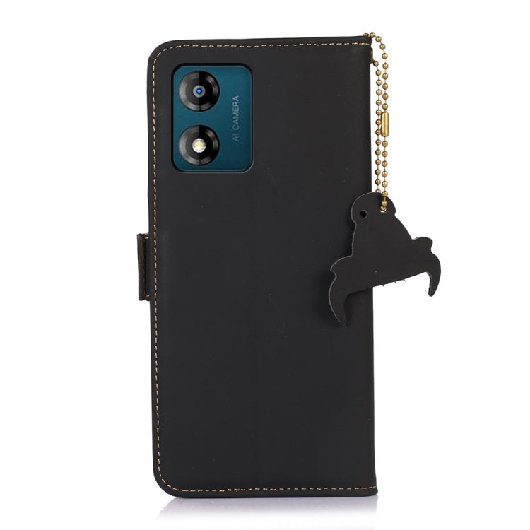 For Motorola Moto E13 Genuine Leather Magnetic RFID Leather Phone Case(Black) - Motorola Cases by PMC TechLife | Online Shopping South Africa | PMC TechLife | Buy Now Pay Later Mobicred