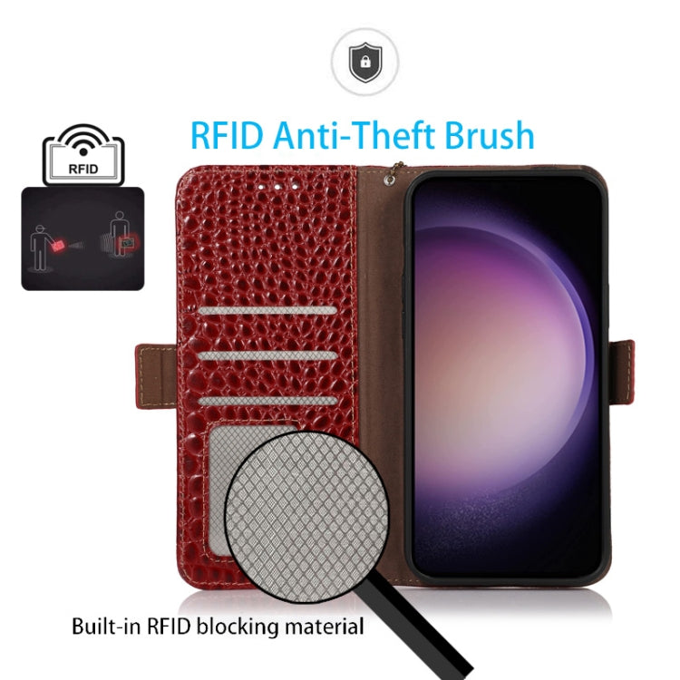 For OnePlus 11 5G Crocodile Top Layer Cowhide RFID Leather Phone Case(Red) - OnePlus Cases by PMC TechLife | Online Shopping South Africa | PMC TechLife | Buy Now Pay Later Mobicred