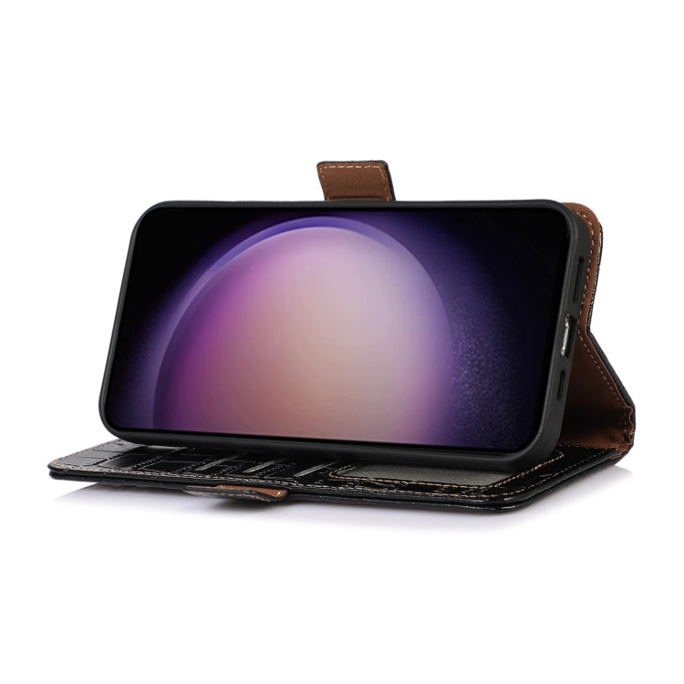 For OnePlus Nord CE 3 Lite Crocodile Top Layer Cowhide RFID Leather Phone Case(Black) - OnePlus Cases by PMC TechLife | Online Shopping South Africa | PMC TechLife | Buy Now Pay Later Mobicred