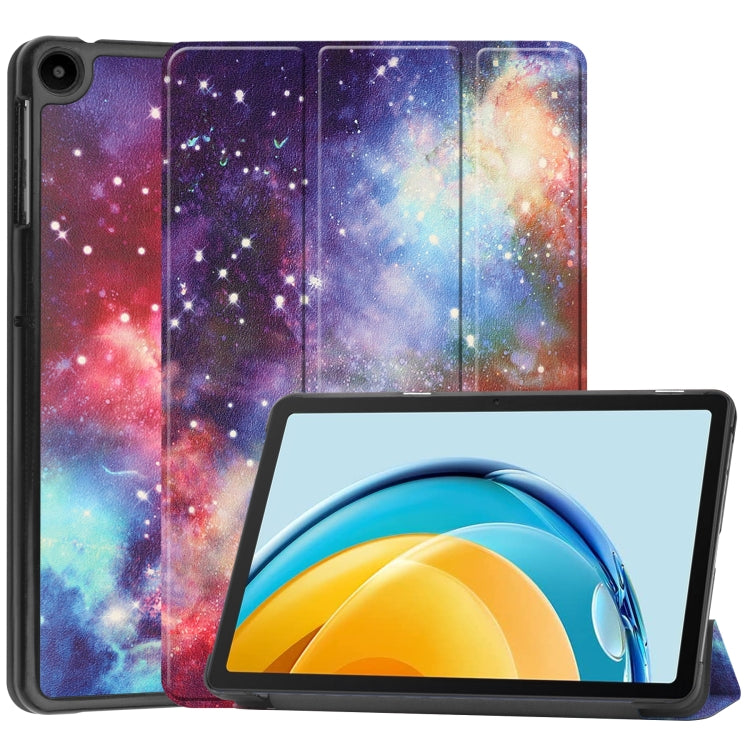 For Huawei Matepad SE 10.4 Custer Painted 3-Fold Holder Leather Tablet Case(Milky Way Nebula) - Huawei by PMC TechLife | Online Shopping South Africa | PMC TechLife | Buy Now Pay Later Mobicred
