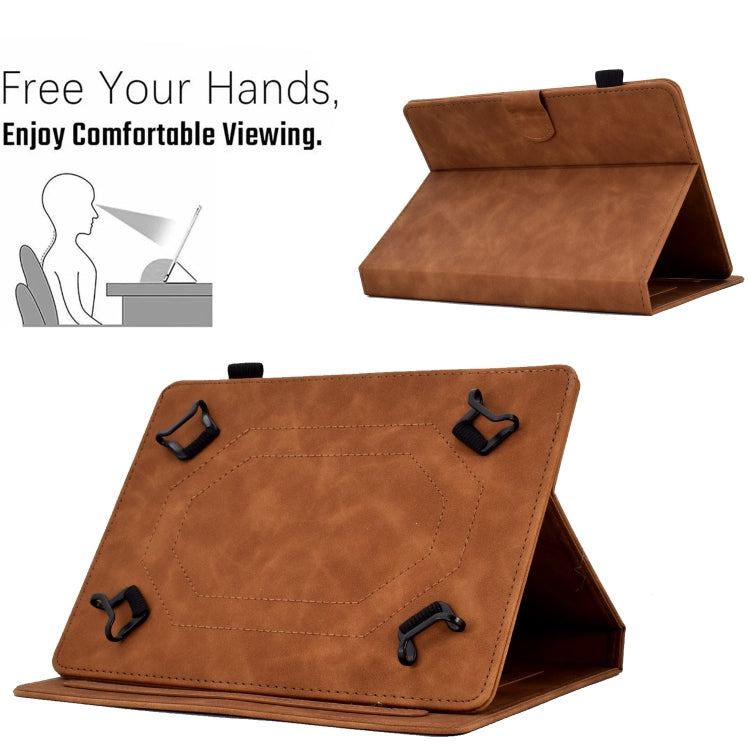 For 7 inch Tablets Peony Butterfly Embossed Leather Tablet Case(Brown) - 7 inch by PMC TechLife | Online Shopping South Africa | PMC TechLife | Buy Now Pay Later Mobicred