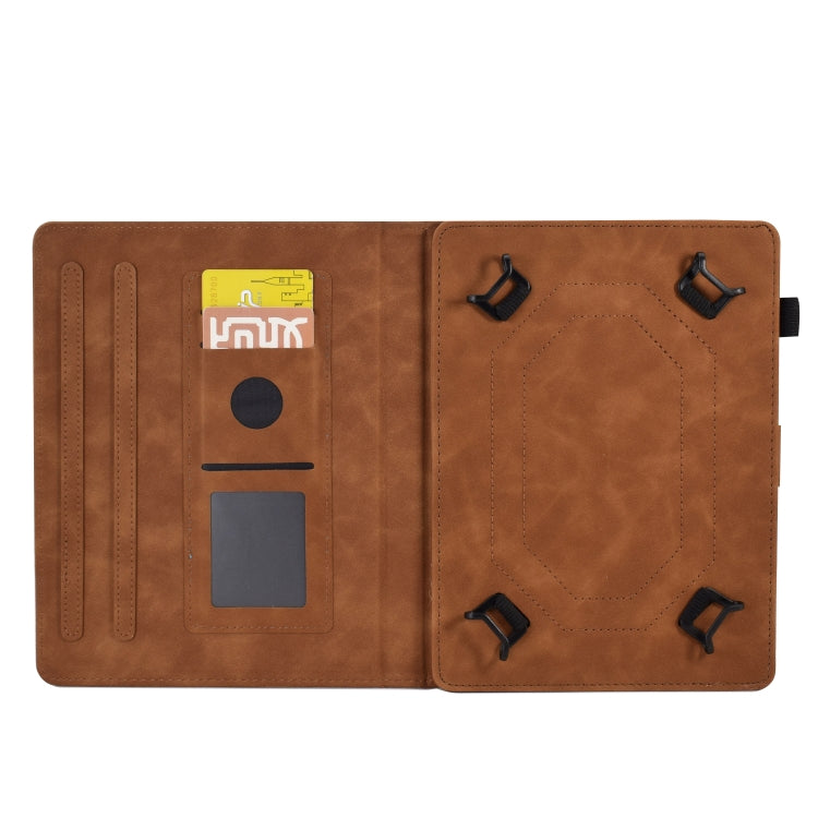 For 8 inch Tablets Peony Butterfly Embossed Leather Tablet Case(Brown) - 8 inch by PMC TechLife | Online Shopping South Africa | PMC TechLife | Buy Now Pay Later Mobicred