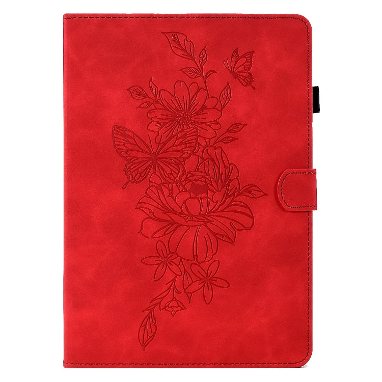 For 8 inch Tablets Peony Butterfly Embossed Leather Tablet Case(Red) - 8 inch by PMC TechLife | Online Shopping South Africa | PMC TechLife | Buy Now Pay Later Mobicred