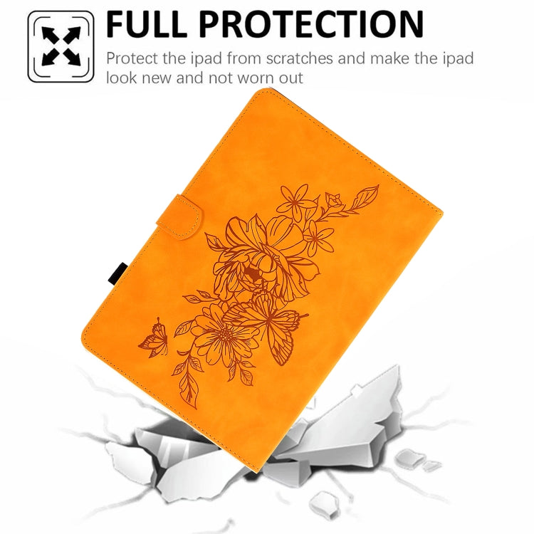 Peony Butterfly Embossed Leather Tablet Case For Huawei MatePad T 10 / T 10s / Honor Tablet Enjoy 2 / Pad X6 / Pad 6(Khaki) - Honor by PMC TechLife | Online Shopping South Africa | PMC TechLife | Buy Now Pay Later Mobicred