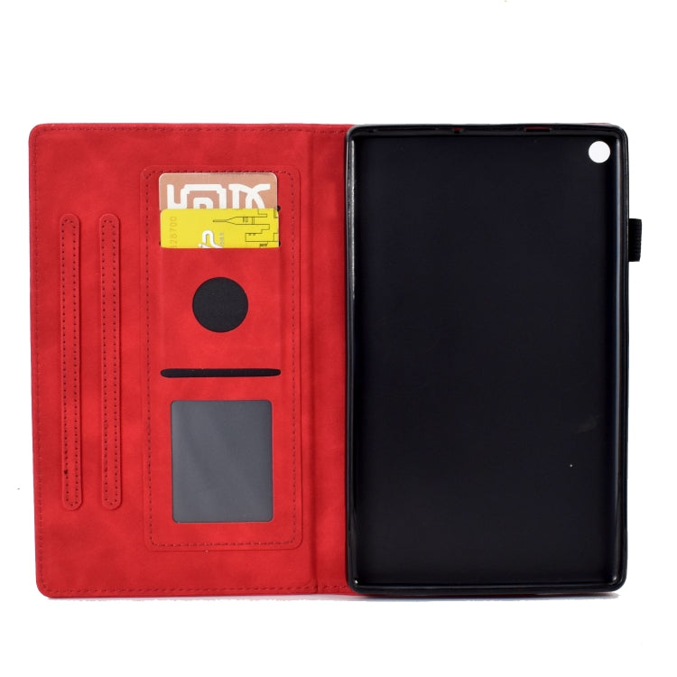 For Amazon Kindle Fire HD8 2018/2017/2016 Peony Butterfly Embossed Leather Smart Tablet Case(Red) - Amazon by PMC TechLife | Online Shopping South Africa | PMC TechLife | Buy Now Pay Later Mobicred