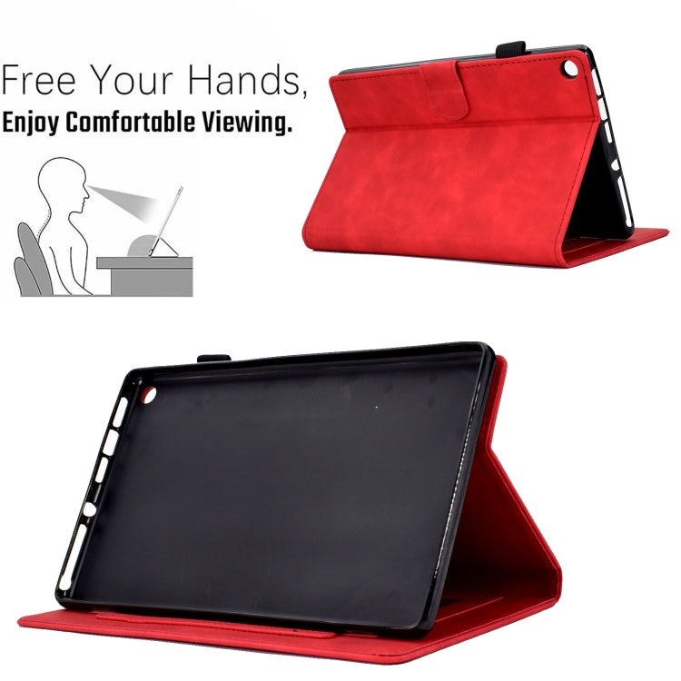 For Amazon Kindle Fire HD8 2018/2017/2016 Peony Butterfly Embossed Leather Smart Tablet Case(Red) - Amazon by PMC TechLife | Online Shopping South Africa | PMC TechLife | Buy Now Pay Later Mobicred