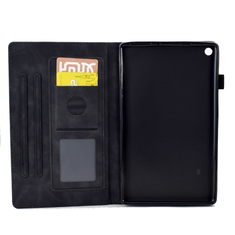 For Amazon Kindle Fire HD8 2018/2017/2016 Peony Butterfly Embossed Leather Smart Tablet Case(Black) - Amazon by PMC TechLife | Online Shopping South Africa | PMC TechLife | Buy Now Pay Later Mobicred