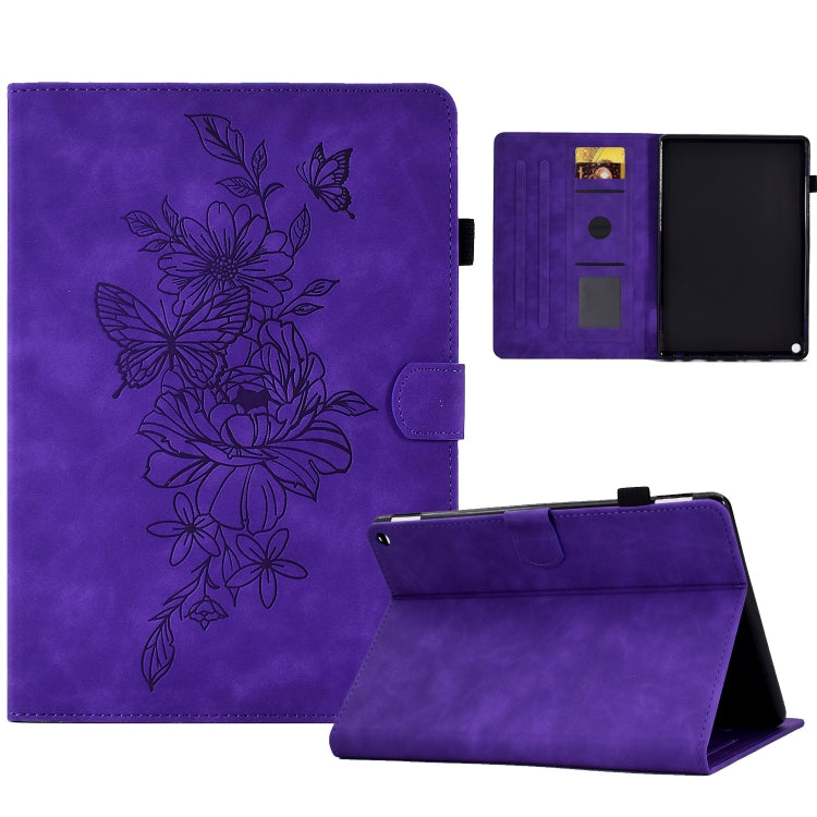 For Amazon Kindle Fire HD8 2020 Peony Butterfly Embossed Leather Smart Tablet Case(Purple) - Amazon by PMC TechLife | Online Shopping South Africa | PMC TechLife | Buy Now Pay Later Mobicred