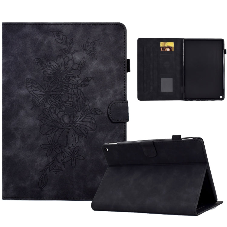 For Amazon Kindle Fire HD8 2020 Peony Butterfly Embossed Leather Smart Tablet Case(Black) - Amazon by PMC TechLife | Online Shopping South Africa | PMC TechLife | Buy Now Pay Later Mobicred