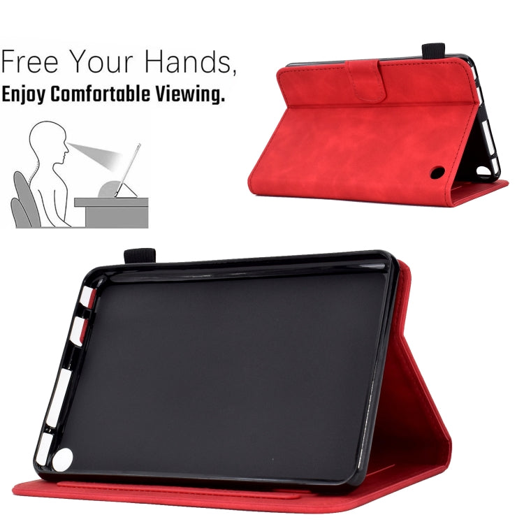 For Amazon Kindle Fire 7 2022 Peony Butterfly Embossed Leather Smart Tablet Case(Red) - Amazon by PMC TechLife | Online Shopping South Africa | PMC TechLife | Buy Now Pay Later Mobicred