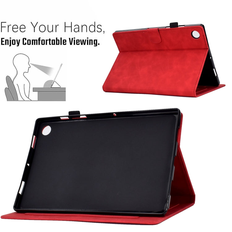 For Lenovo Tab M10 Plus Peony Butterfly Embossed Leather Smart Tablet Case(Red) - Lenovo by PMC TechLife | Online Shopping South Africa | PMC TechLife | Buy Now Pay Later Mobicred