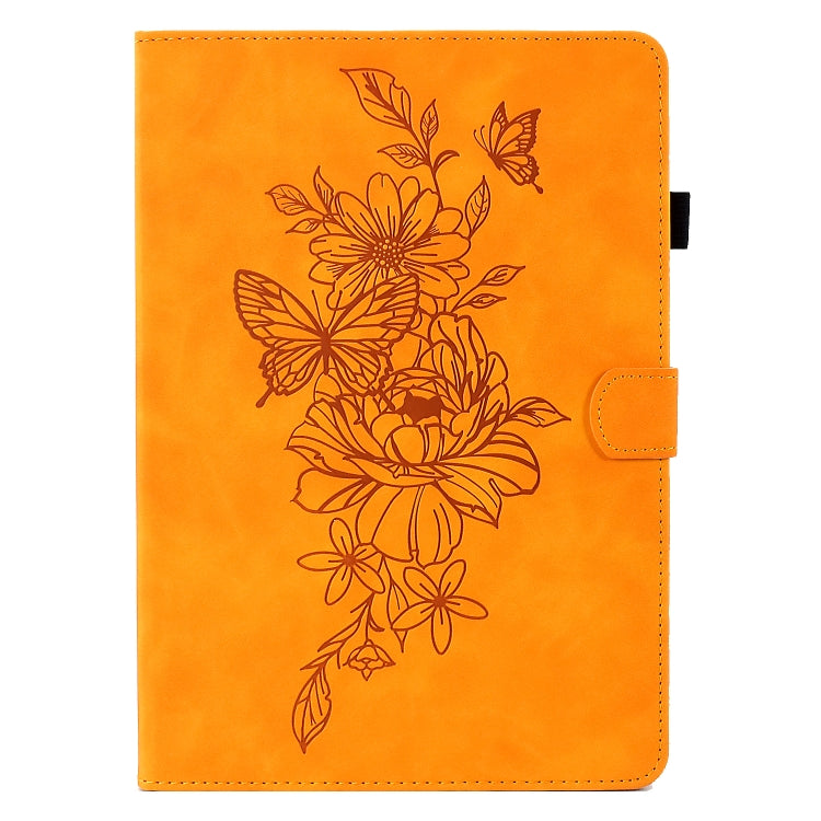 For Lenovo Tab M10 Plus Peony Butterfly Embossed Leather Smart Tablet Case(Khaki) - Lenovo by PMC TechLife | Online Shopping South Africa | PMC TechLife | Buy Now Pay Later Mobicred