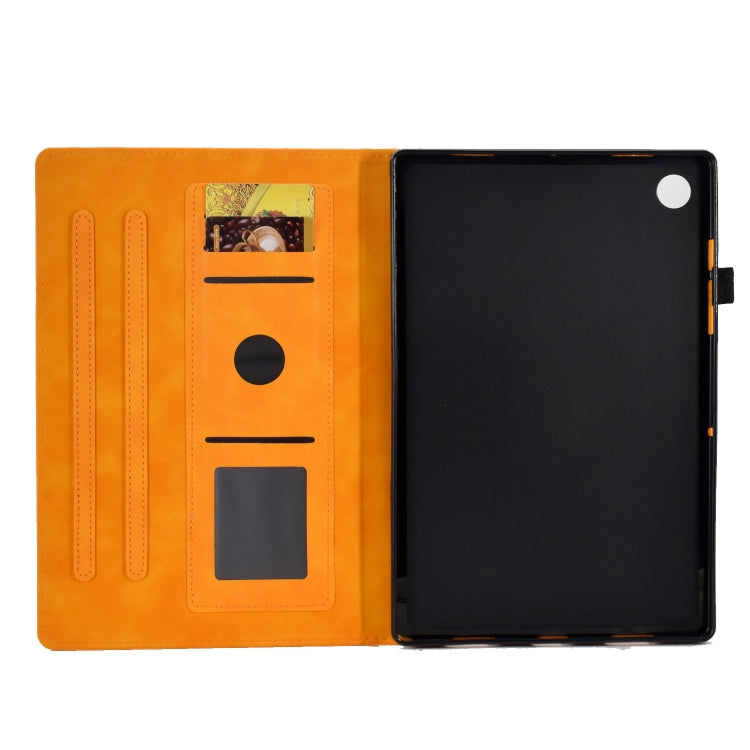 For Lenovo Tab M10 Plus Peony Butterfly Embossed Leather Smart Tablet Case(Khaki) - Lenovo by PMC TechLife | Online Shopping South Africa | PMC TechLife | Buy Now Pay Later Mobicred