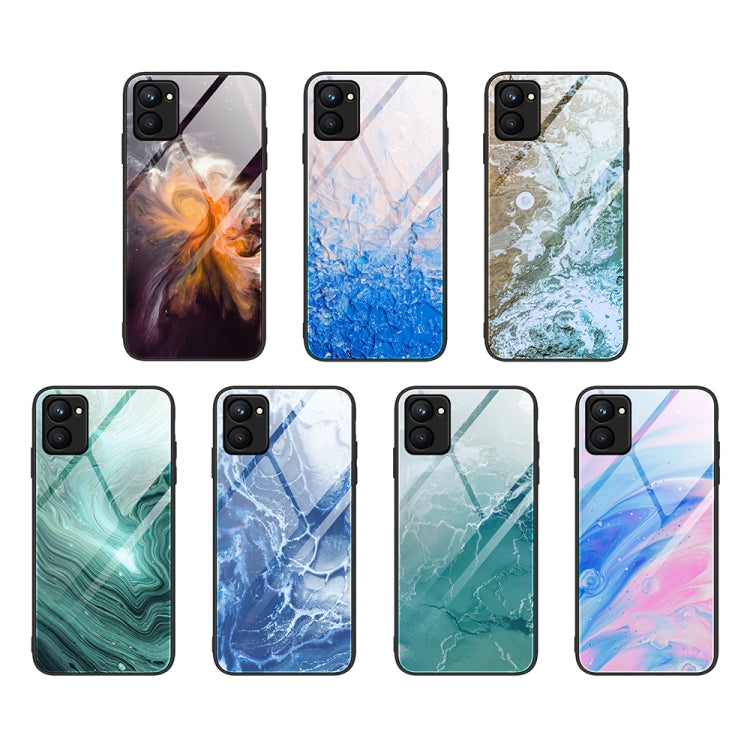 For Realme C33 Marble Pattern Glass Phone Case(Typhoon) - Realme Cases by PMC TechLife | Online Shopping South Africa | PMC TechLife | Buy Now Pay Later Mobicred