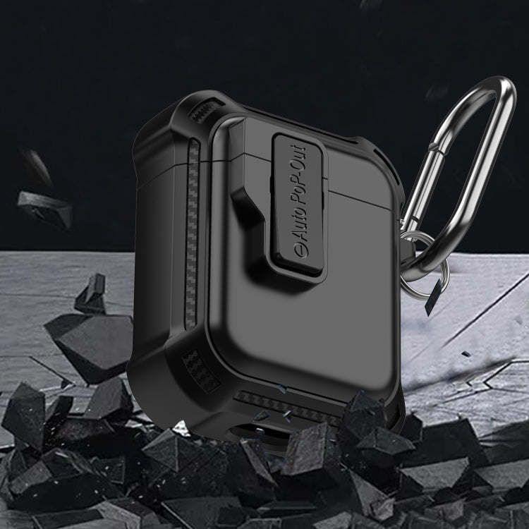 For AirPods 1 / 2 Signal Flag Wireless Earphones Case with Security Lock(Black) - For AirPods 1/2 by PMC Jewellery | Online Shopping South Africa | PMC Jewellery | Buy Now Pay Later Mobicred