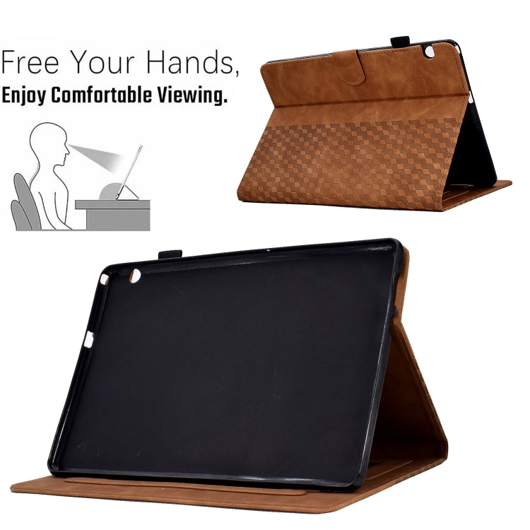 For Huawei MatePad T5 10.0 Rhombus Embossed Leather Smart Tablet Case(Brown) - Huawei by PMC TechLife | Online Shopping South Africa | PMC TechLife | Buy Now Pay Later Mobicred