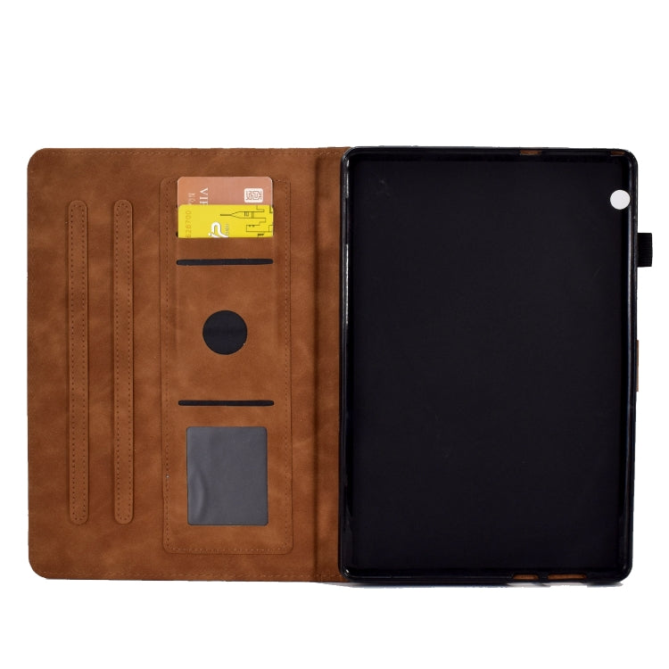 For Huawei MatePad T5 10.0 Rhombus Embossed Leather Smart Tablet Case(Brown) - Huawei by PMC TechLife | Online Shopping South Africa | PMC TechLife | Buy Now Pay Later Mobicred