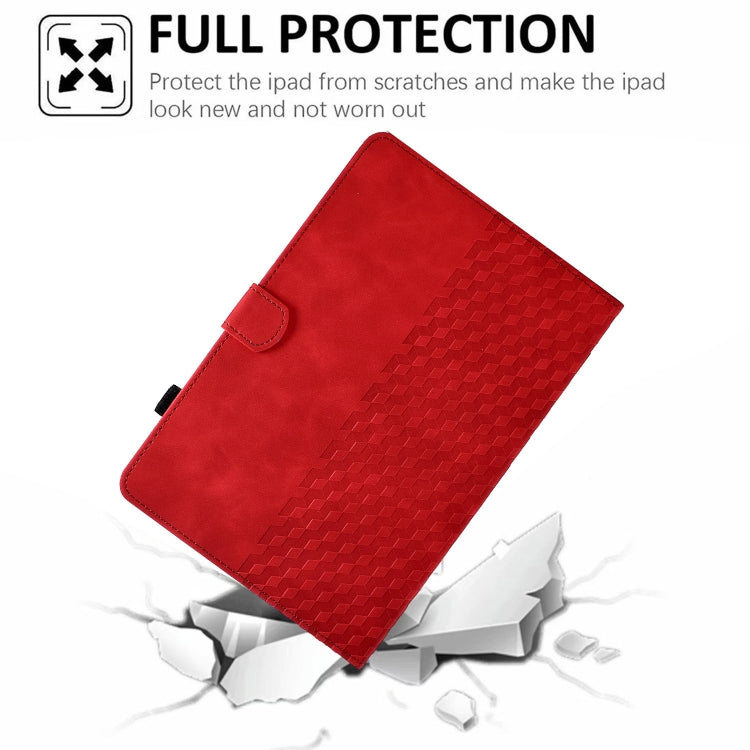 For Lenovo Tab M10 Plus Gen 3 Rhombus Embossed Leather Smart Tablet Case(Red) - Lenovo by PMC TechLife | Online Shopping South Africa | PMC TechLife | Buy Now Pay Later Mobicred