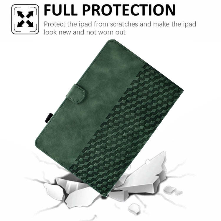 For Lenovo Tab P11 / J606F Rhombus Embossed Leather Smart Tablet Case(Green) - Lenovo by PMC TechLife | Online Shopping South Africa | PMC TechLife | Buy Now Pay Later Mobicred