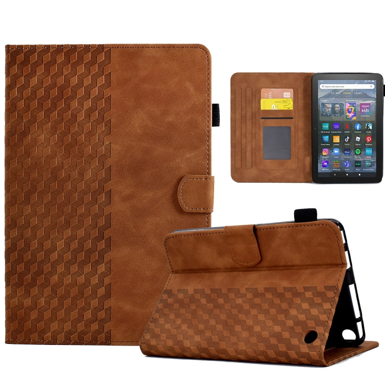 For Amazon Kindle Fire 7 2022 Rhombus Embossed Leather Tablet Case(Brown) - Amazon by PMC TechLife | Online Shopping South Africa | PMC TechLife | Buy Now Pay Later Mobicred