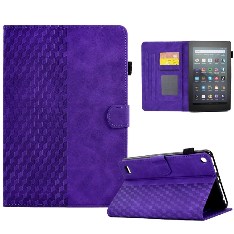For Amazon Kindle Fire 7 2019 / 2017 / 2015 Rhombus Embossed Leather Tablet Case(Purple) - Amazon by PMC TechLife | Online Shopping South Africa | PMC TechLife | Buy Now Pay Later Mobicred