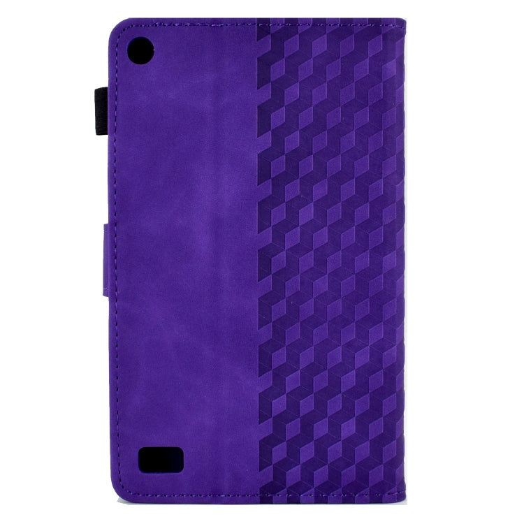 For Amazon Kindle Fire 7 2019 / 2017 / 2015 Rhombus Embossed Leather Tablet Case(Purple) - Amazon by PMC TechLife | Online Shopping South Africa | PMC TechLife | Buy Now Pay Later Mobicred