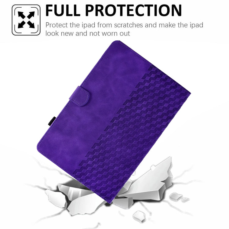 For Amazon Kindle Fire 7 2019 / 2017 / 2015 Rhombus Embossed Leather Tablet Case(Purple) - Amazon by PMC TechLife | Online Shopping South Africa | PMC TechLife | Buy Now Pay Later Mobicred