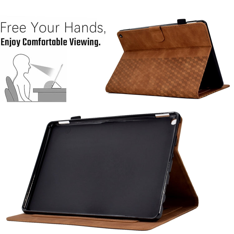 For Amazon Kindle Fire HD10 Plus 2021 Rhombus Embossed Leather Tablet Case(Brown) - Amazon by PMC TechLife | Online Shopping South Africa | PMC TechLife | Buy Now Pay Later Mobicred