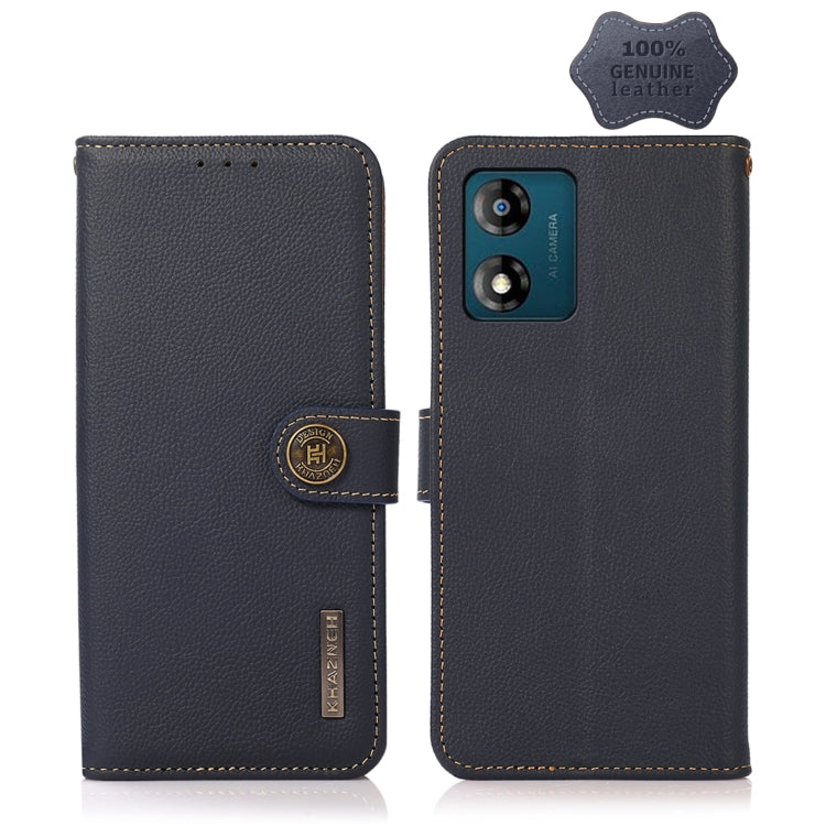 For Motorola Moto E13 2023 4G KHAZNEH Custer Texture RFID Genuine Leather Phone Case(Blue) - free shipping - PMC TechLife - Order now!