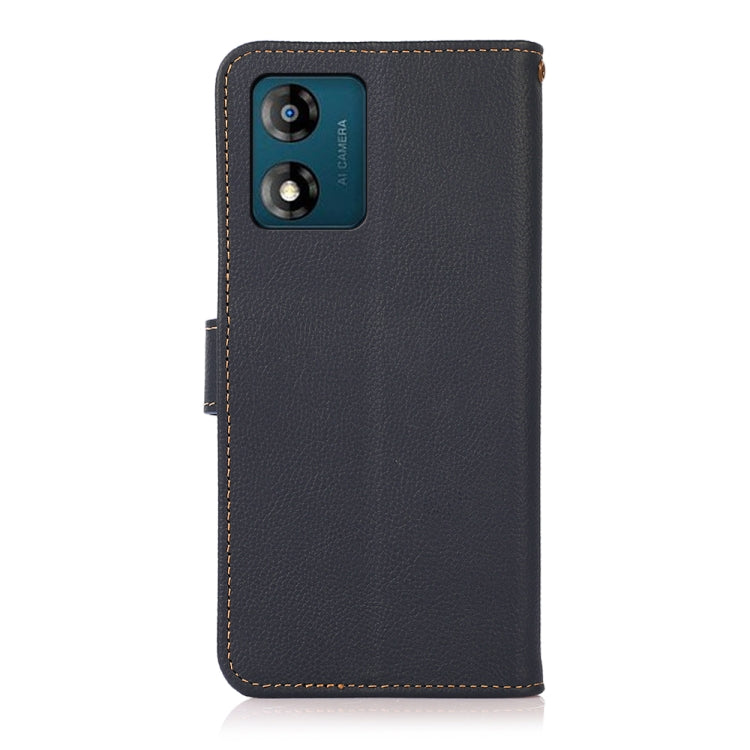 For Motorola Moto E13 2023 4G KHAZNEH Custer Texture RFID Genuine Leather Phone Case(Blue) - free shipping - PMC TechLife - Order now!
