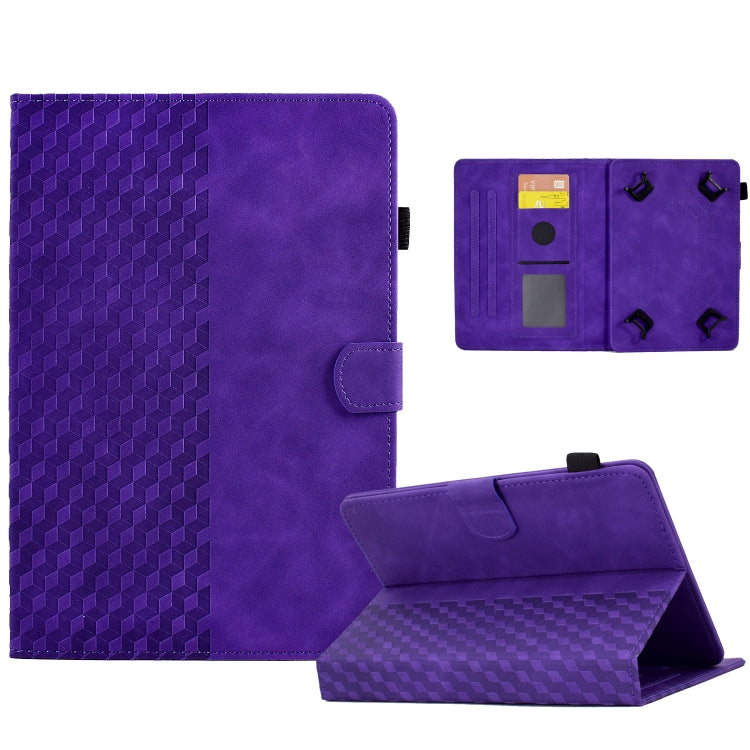 For 7.0 inch Universal Tablet Rhombus Embossed Leather Case(Purple) - 7 inch by PMC TechLife | Online Shopping South Africa | PMC TechLife | Buy Now Pay Later Mobicred