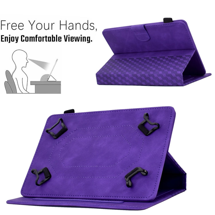For 10.0 inch Universal Tablet Rhombus Embossed Leather Case(Purple) - 10 - 11 inch by PMC TechLife | Online Shopping South Africa | PMC TechLife | Buy Now Pay Later Mobicred