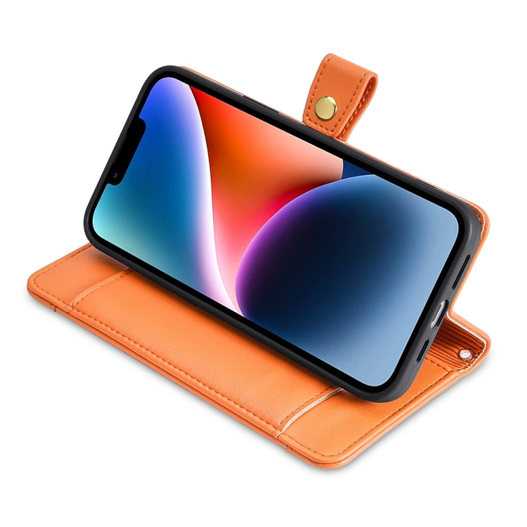 For Motorola Moto E13 4G Sheep Texture Cross-body Zipper Wallet Leather Phone Case(Orange) - Motorola Cases by PMC TechLife | Online Shopping South Africa | PMC TechLife | Buy Now Pay Later Mobicred