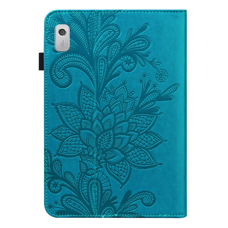 For Lenovo Tab M8 4th Gen Lace Flower Embossing Pattern Leather Tablet Case(Blue) - free shipping - PMC TechLife - Order now!