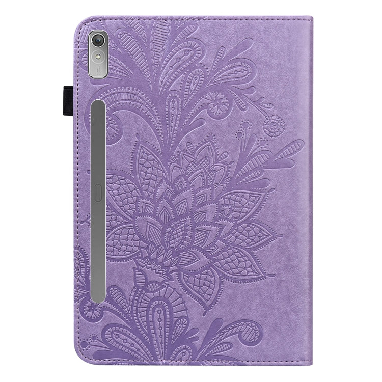For Lenovo Pad Pro 2022 11.2 inch / Tab P11 Pro Gen 2 Lace Flower Embossing Pattern Leather Tablet Case(Purple) - Lenovo by PMC TechLife | Online Shopping South Africa | PMC TechLife | Buy Now Pay Later Mobicred