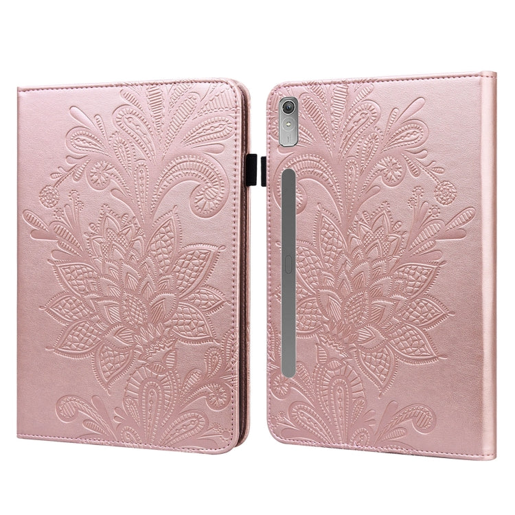 For Lenovo Pad Pro 2022 11.2 inch / Tab P11 Pro Gen 2 Lace Flower Embossing Pattern Leather Tablet Case(Gold) - Lenovo by PMC TechLife | Online Shopping South Africa | PMC TechLife | Buy Now Pay Later Mobicred