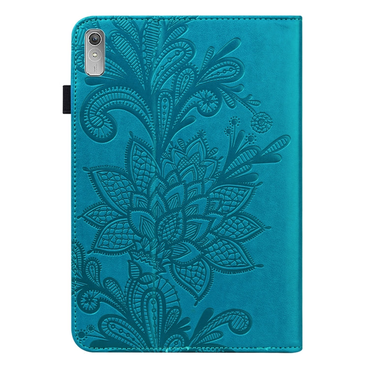 For Lenovo Pad Plus 2023 11.5 inch / Tab P11 Gen 2 Lace Flower Embossing Pattern Leather Tablet Case(Blue) - Lenovo by PMC TechLife | Online Shopping South Africa | PMC TechLife | Buy Now Pay Later Mobicred