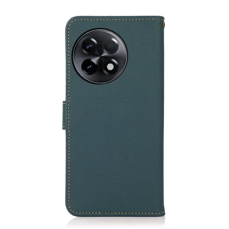 For OnePlus Ace 2 5G KHAZNEH Custer Texture RFID Genuine Leather Phone Case(Green) - OnePlus Cases by PMC TechLife | Online Shopping South Africa | PMC TechLife | Buy Now Pay Later Mobicred