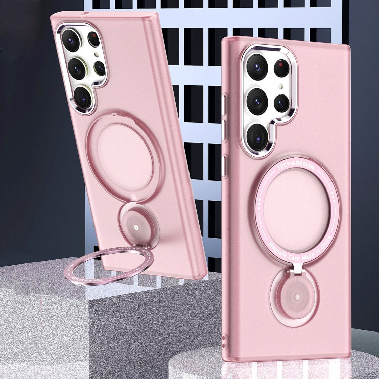 For Samsung Galaxy S23 Ultra 5G 360 Degree Rotation Holder MagSafe Magnetic Phone Case(Pink) - Galaxy S23 Ultra 5G Cases by PMC TechLife | Online Shopping South Africa | PMC TechLife