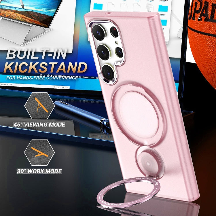 For Samsung Galaxy S23 Ultra 5G 360 Degree Rotation Holder MagSafe Magnetic Phone Case(Pink) - Galaxy S23 Ultra 5G Cases by PMC TechLife | Online Shopping South Africa | PMC TechLife