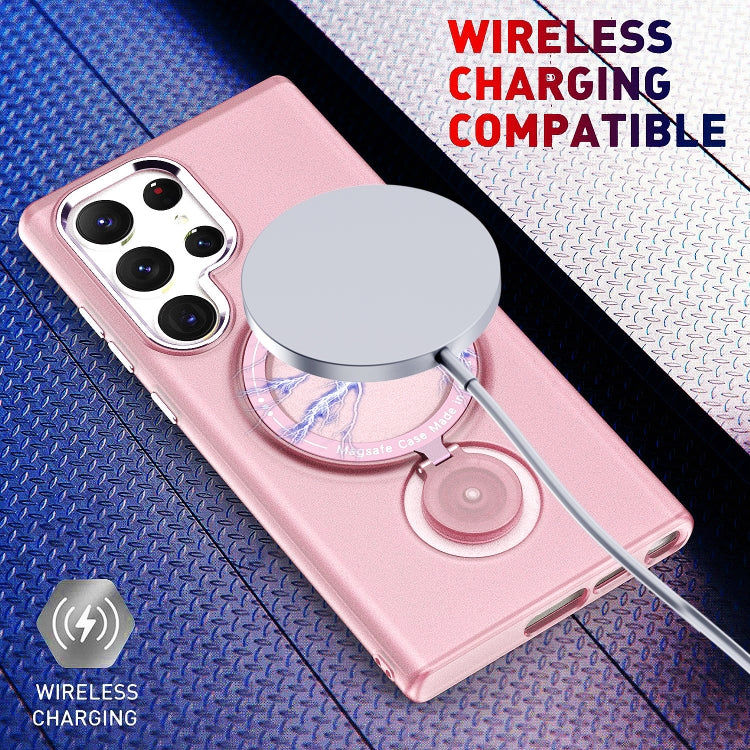 For Samsung Galaxy S23 Ultra 5G 360 Degree Rotation Holder MagSafe Magnetic Phone Case(Pink) - Galaxy S23 Ultra 5G Cases by PMC TechLife | Online Shopping South Africa | PMC TechLife