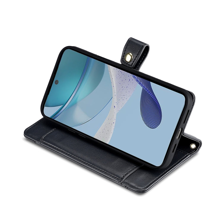 For Motorola Moto G73 5G Sheep Texture Cross-body Zipper Wallet Leather Phone Case(Black) - Motorola Cases by PMC TechLife | Online Shopping South Africa | PMC TechLife | Buy Now Pay Later Mobicred