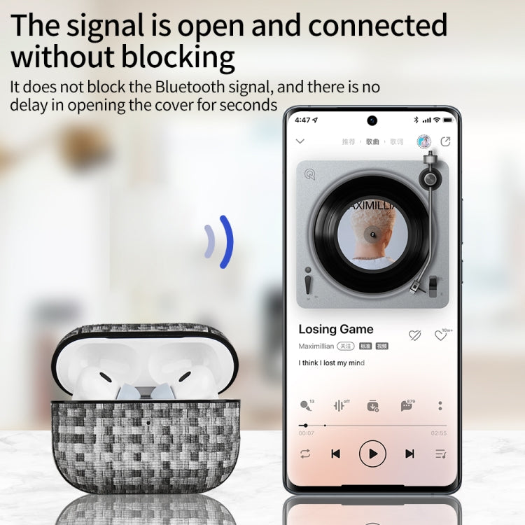 For AirPods Pro 2 PC Woven Leather Skin Earphone Case(Light Yellow) - For AirPods Pro 2 by PMC Jewellery | Online Shopping South Africa | PMC Jewellery | Buy Now Pay Later Mobicred