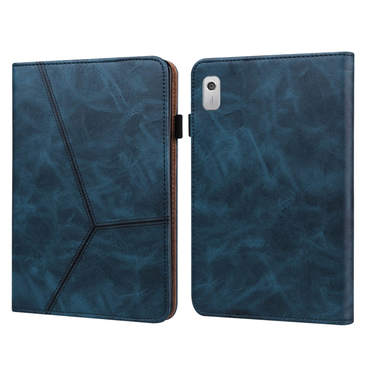 For Lenovo Tab M8 4th Gen TB-300FU Embossed Striped Leather Tablet Case(Blue) - Lenovo by PMC TechLife | Online Shopping South Africa | PMC TechLife | Buy Now Pay Later Mobicred