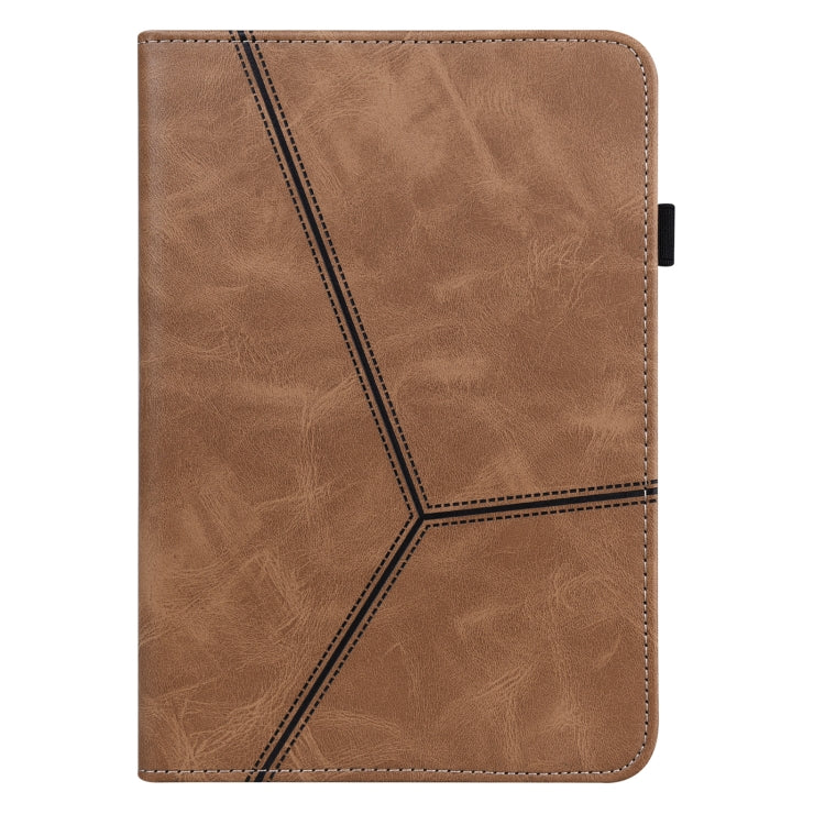 For Lenovo Tab P11 Gen 2 Embossed Striped Leather Tablet Case(Brown) - Lenovo by PMC TechLife | Online Shopping South Africa | PMC TechLife | Buy Now Pay Later Mobicred