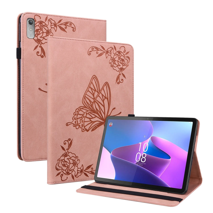 For Lenovo Tab P11 Gen 2 11.5 Butterfly Flower Embossed Leather Tablet Case(Rose Gold) - Lenovo by PMC TechLife | Online Shopping South Africa | PMC TechLife | Buy Now Pay Later Mobicred