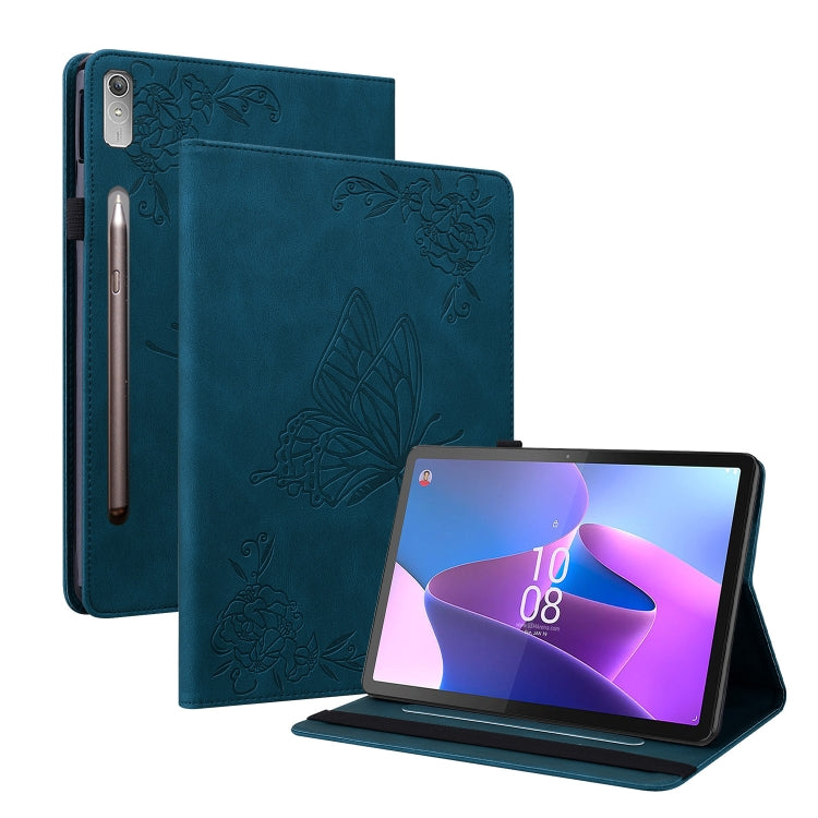 For Lenovo Tab P11 Pro Gen 2 11.2 Butterfly Flower Embossed Leather Tablet Case(Blue) - Lenovo by PMC TechLife | Online Shopping South Africa | PMC TechLife | Buy Now Pay Later Mobicred