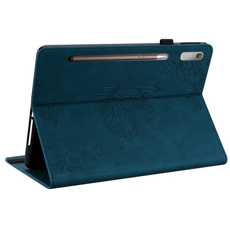 For Lenovo Tab P11 Pro Gen 2 11.2 Butterfly Flower Embossed Leather Tablet Case(Blue) - Lenovo by PMC TechLife | Online Shopping South Africa | PMC TechLife | Buy Now Pay Later Mobicred