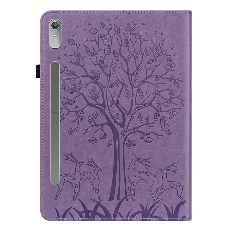 For Lenovo Tab P11 Pro Gen 2 Tree & Deer Pattern Embossed Leather Tablet Case(Purple) - Lenovo by PMC TechLife | Online Shopping South Africa | PMC TechLife | Buy Now Pay Later Mobicred