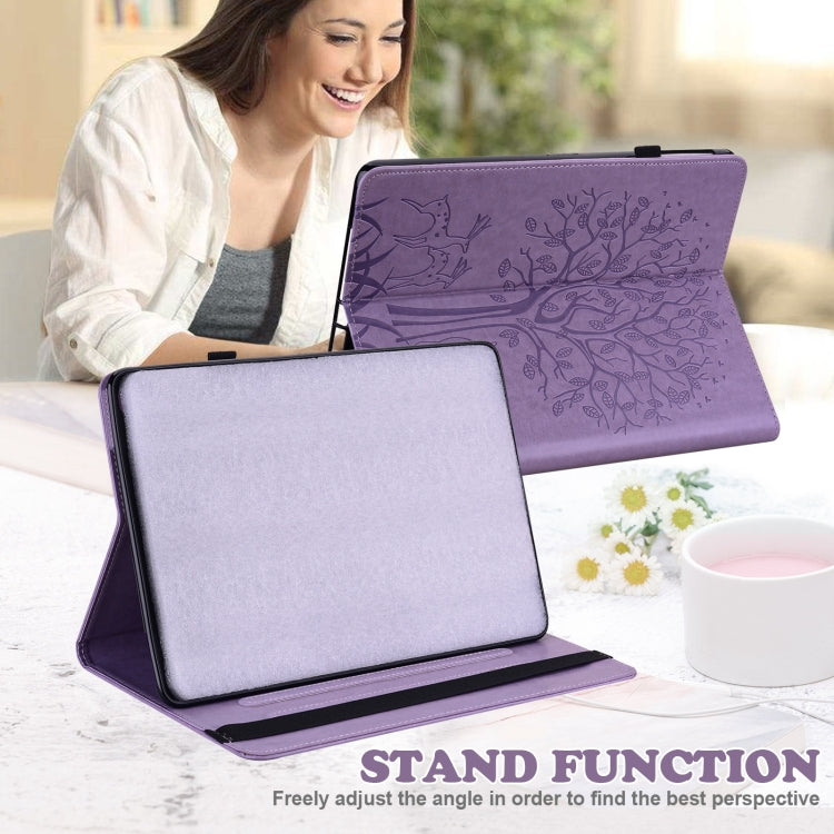 For Lenovo Tab P11 Pro Gen 2 Tree & Deer Pattern Embossed Leather Tablet Case(Purple) - Lenovo by PMC TechLife | Online Shopping South Africa | PMC TechLife | Buy Now Pay Later Mobicred
